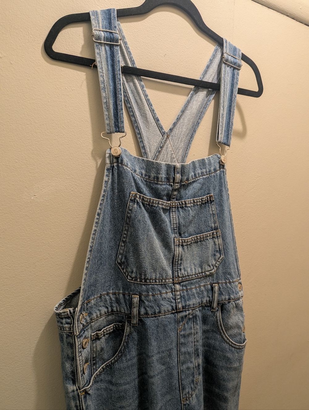 Free People We The Free Ziggy Distressed Ripped Knees Denim Overalls- M - Picture 10 of 16
